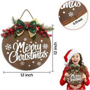 Merry Christmas Decoration Wreath, Sign Front for  Door Decoration12 inch
